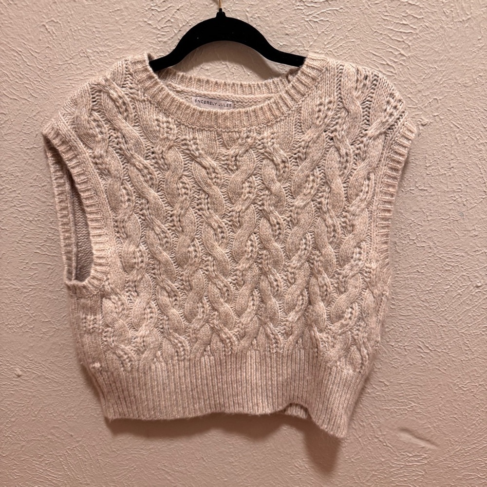 Cream knit sweater vest